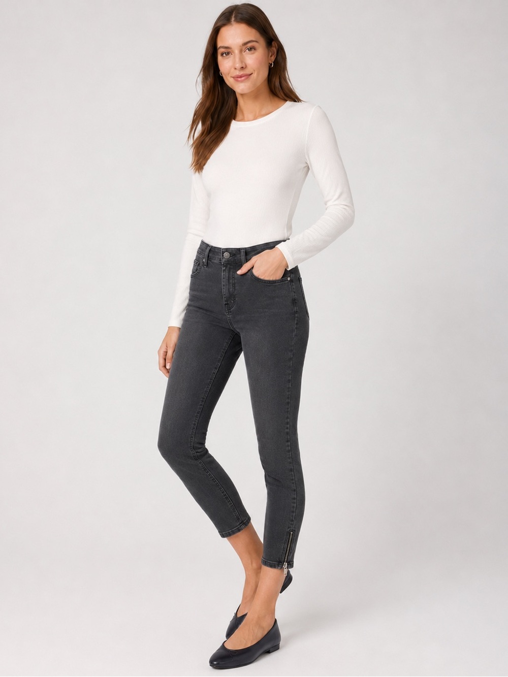 White House Black Market Charcoal Ankle Skinny Jeans